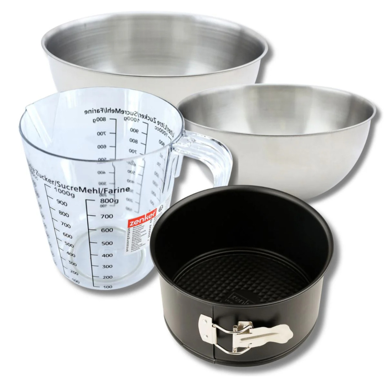 Set pâtisserie avec moule à panettone 18 cm, 2 bols à mixer, verre mesureur et spatule Zenker