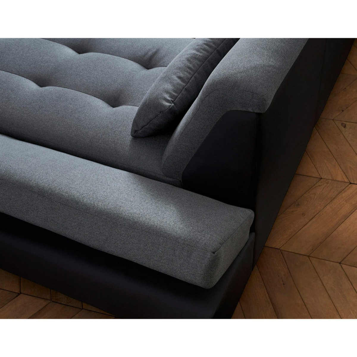 Vermont - canapé panoramique d'angle gauche - 7 places - XXL - Noir / Gris