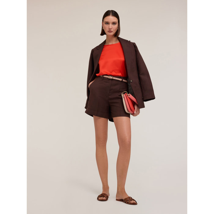 Motivi - Shorts in lino viscosa - Marrone