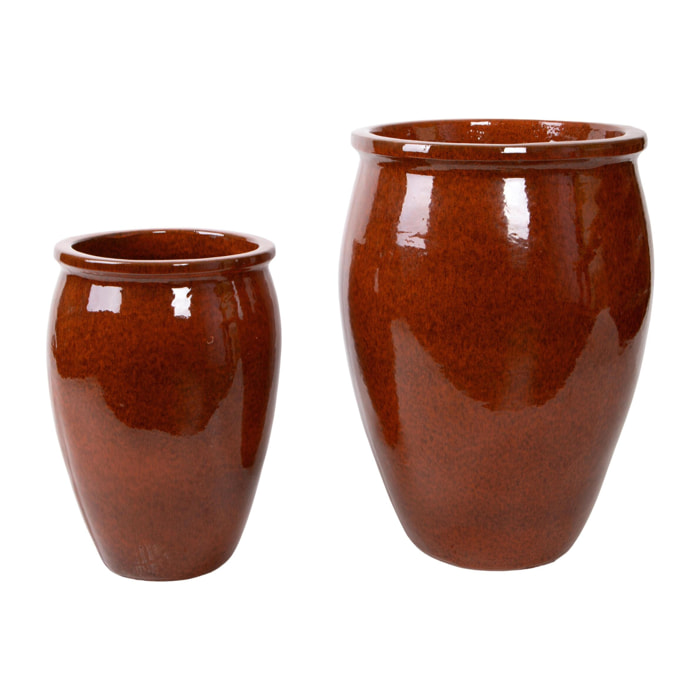 Set 2 vasi bombato - Colore Arancio - 36xH68x50cm - Bianchi Dino
