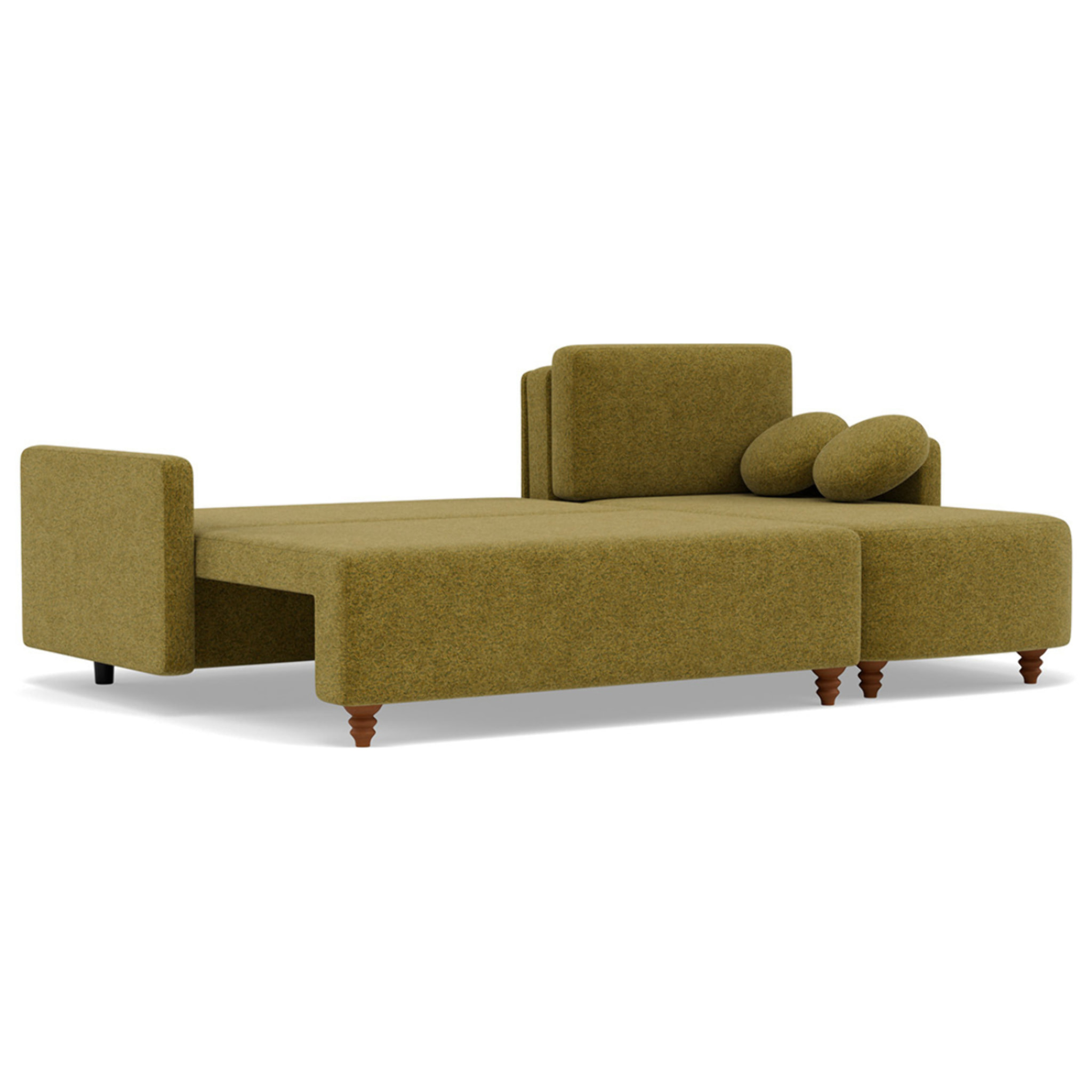 Calypso - canapé d'angle réversible 4 places convertible avec coffre en tissu - Vert Olive