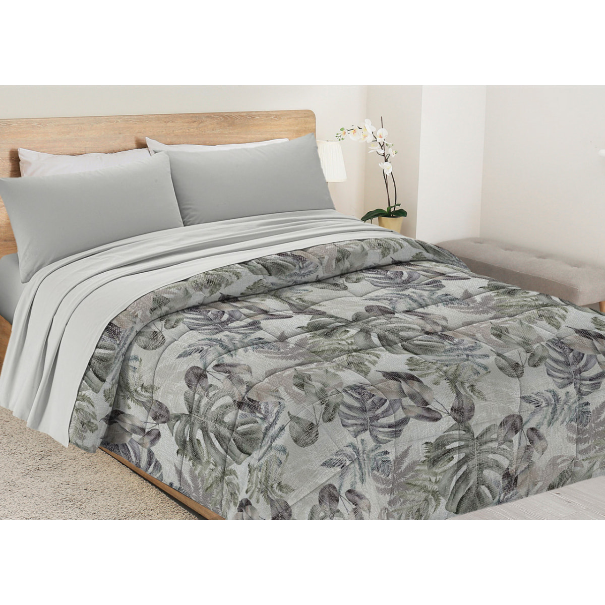 Trapunta Invernale 300gr Diadema Flora Stampa Digitale Fantasia Floreale D2