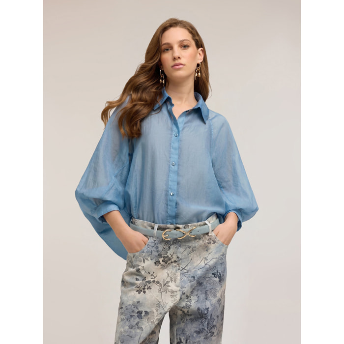 Motivi - Camicia over misto lyocell - Azzurro