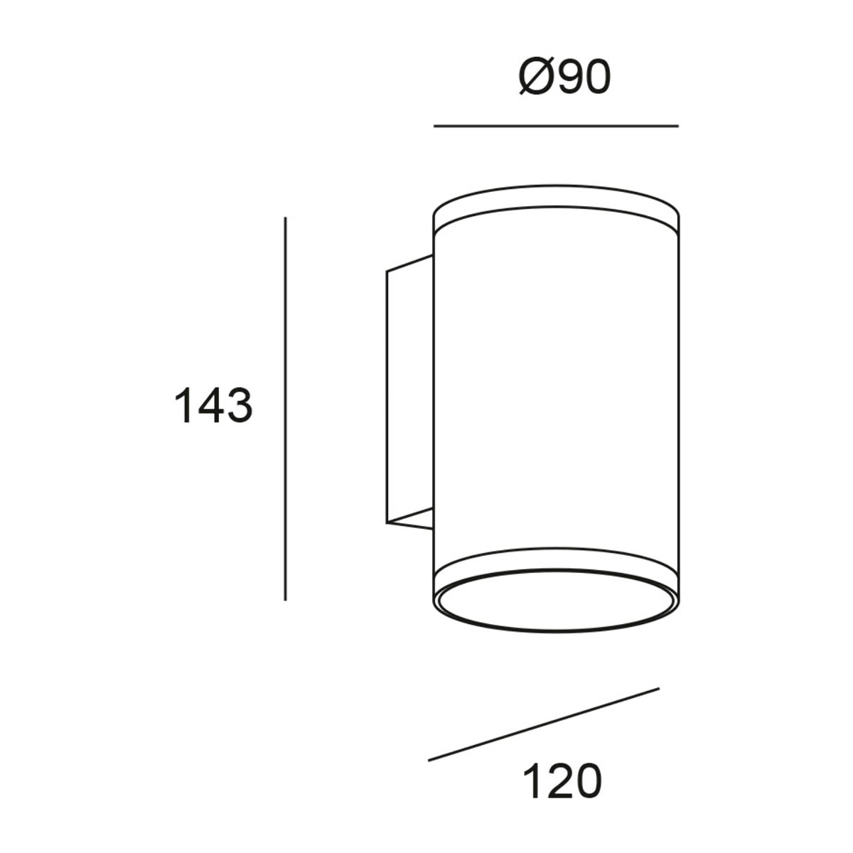 Forlight Aplique Ip54 Orion Single Emission Led 5,6W 3000K Negro 527Lm