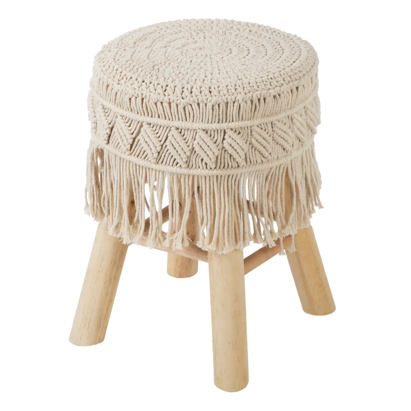 Tabouret macramé et bois