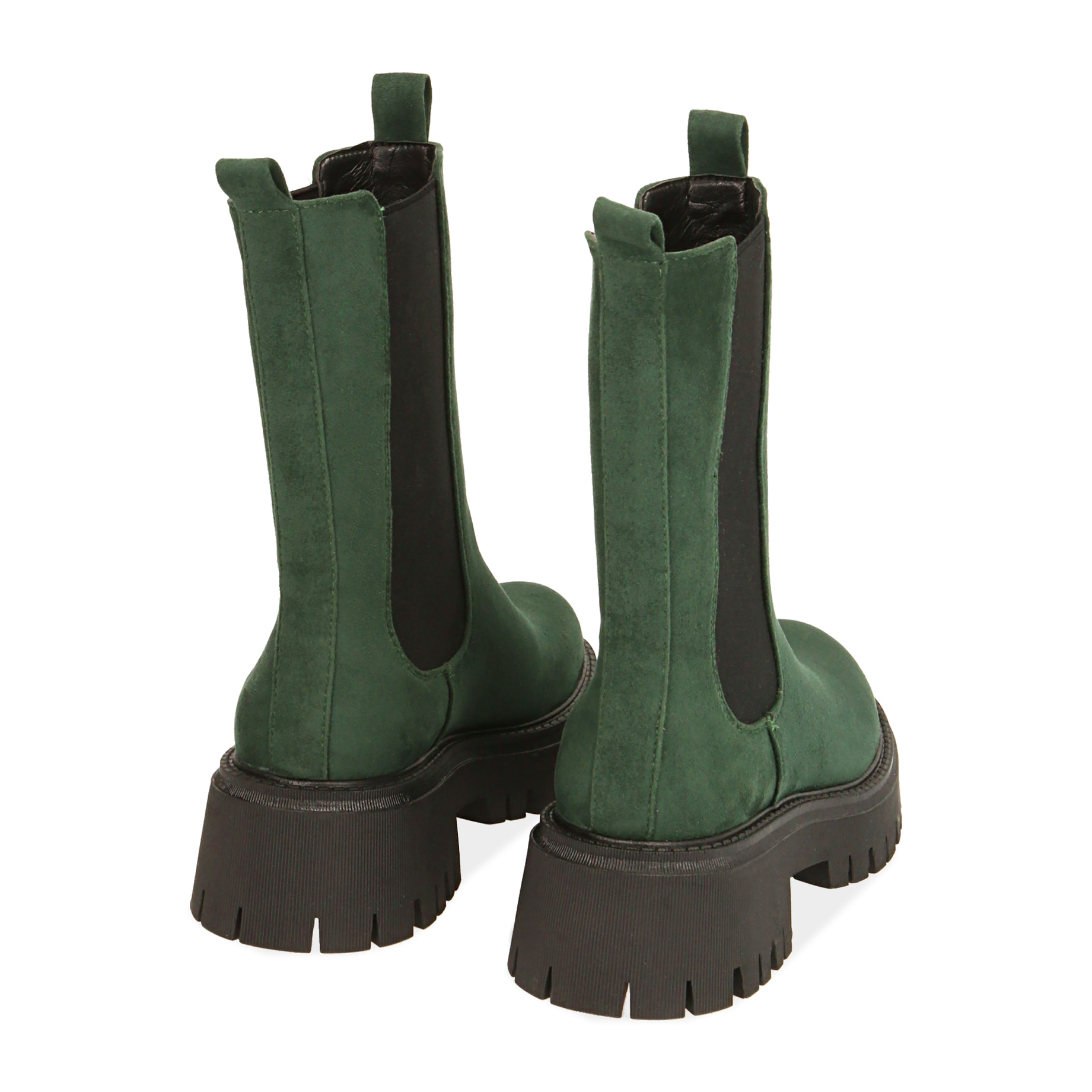 Botas Chelsea de microfibra verdes, tacón 5,5 cm.