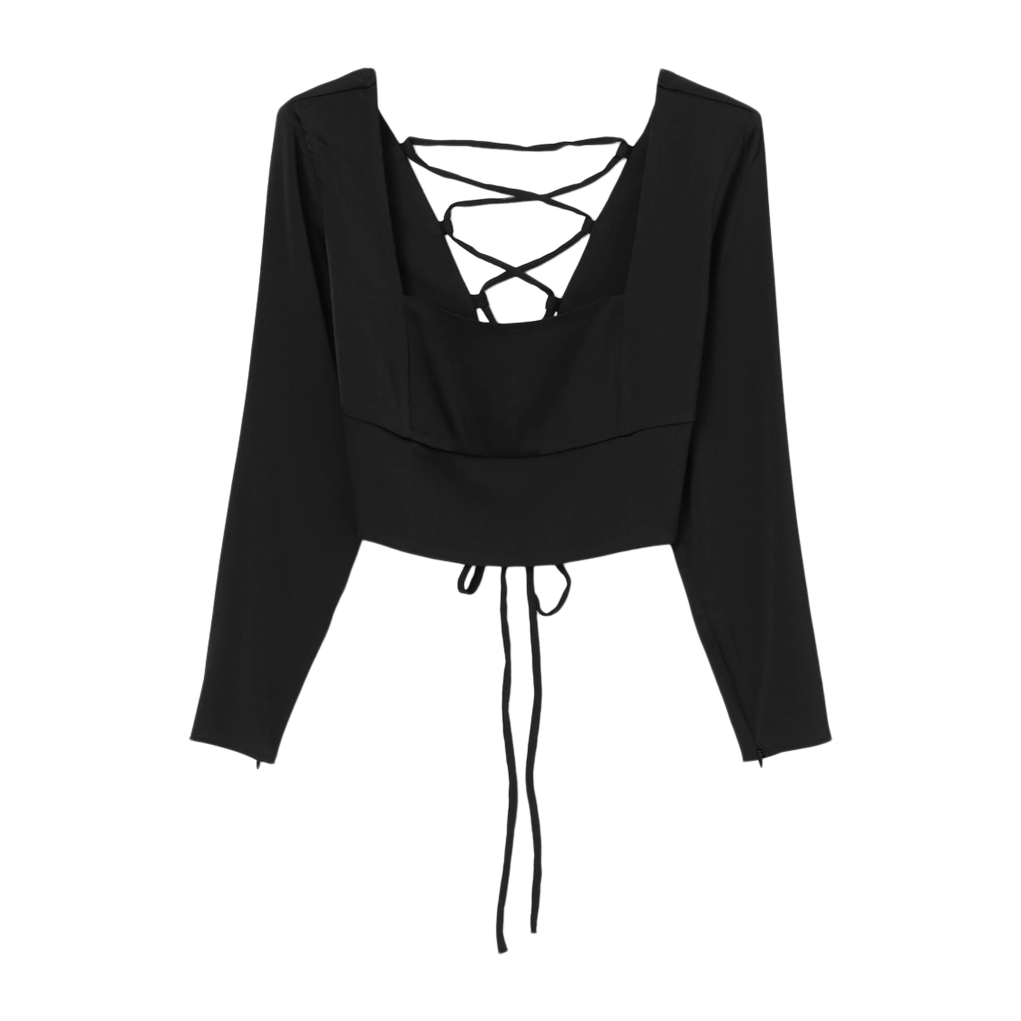 Blusa in raso con stringhe