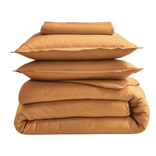 Drap Plat Uni en 100 % Coton - Marron Clair