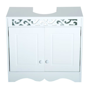 Mueble Bajo Lavabo de Baño Armario de Almacenamiento 60x30x56cm Blanco Madera