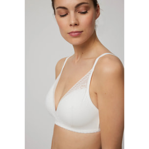 Reggiseno a triangolo imbottito senza ferretto con pizzo avorio, coppe B e C