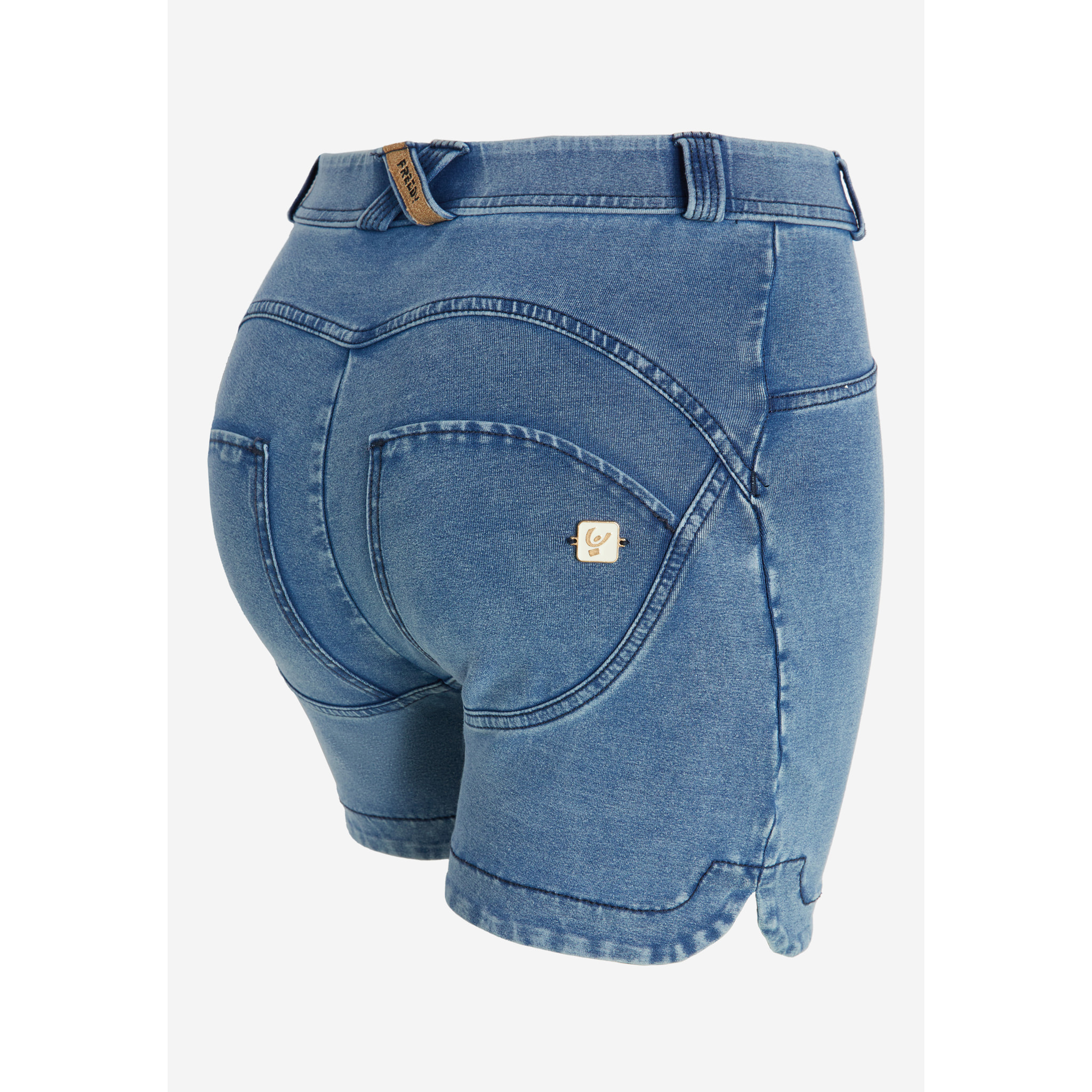 Shorts WR.UP® vita con pinces in jersey denim fondo stondato