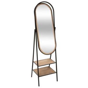 Miroir sur pied "Mael" noir - métal & bois 160x44 cm