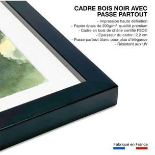 Affiche Bosquet ombragé Affiche + cadre en bois - Noir
