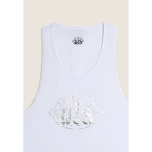 Canotta Uomo in Cotone Stile Boxe VIS Logo Argento