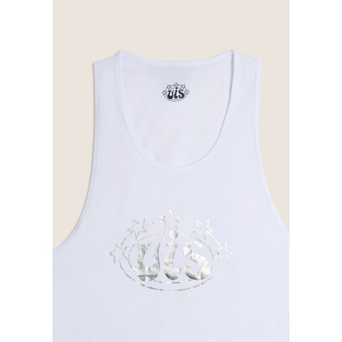 Canotta Uomo in Cotone Stile Boxe VIS Logo Argento