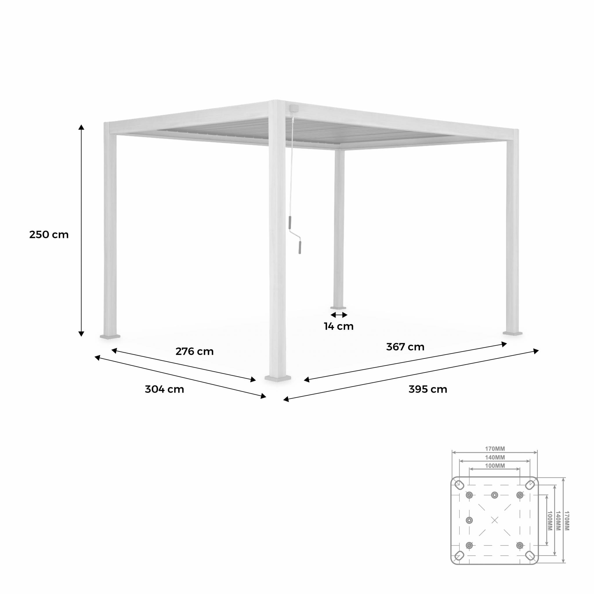 Pergola Bioclimatique gris anthracite – Triomphe – 300x400cm. aluminium. à lames orientables + store 300cm