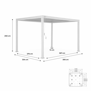 Pergola Bioclimatique gris anthracite – Triomphe – 300x400cm. aluminium. à lames orientables + store 300cm