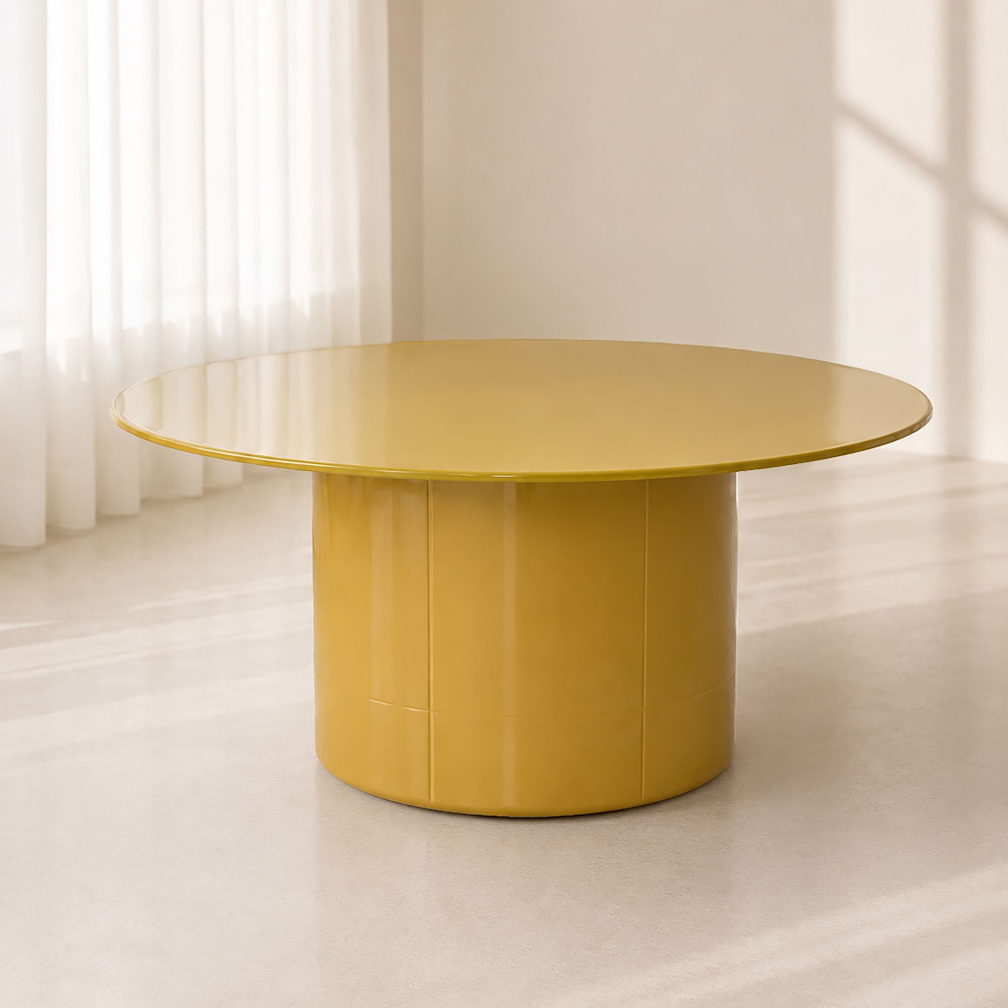 Table basse ronde en verre ocre  ELOA