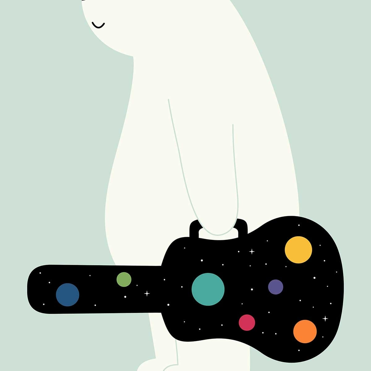 Affiche enfant guitar in hand Affiche + cadre en bois - Chêne