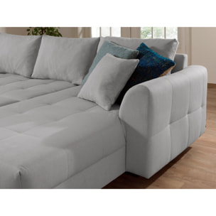 Rune - canapé panoramique avec pouf d'appoint - 7 places - style scandinave - gauche - Gris clair