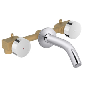 Pack mitigeur lavabo encastré 3 trous Grands Boulevards chrome avec mécanisme complet