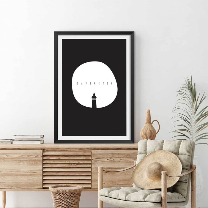 Affiche minimal capbreton Affiche sous cadre noir