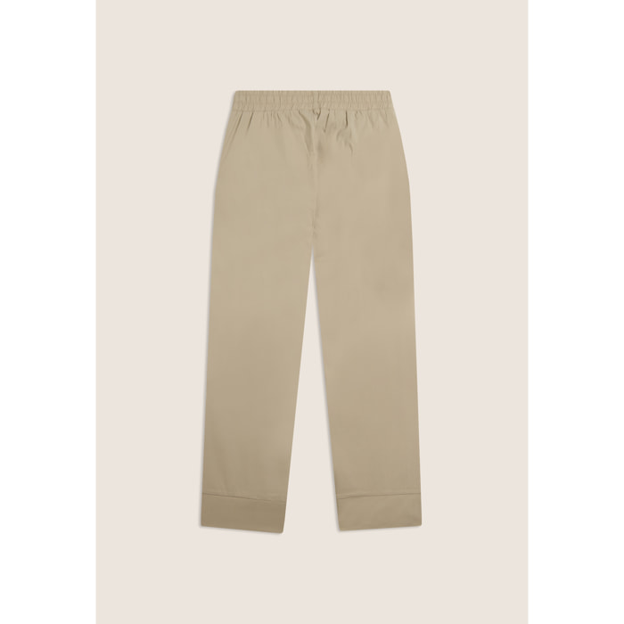 Pantaloni Cropped Fit a Carota in Popeline elasticizzato