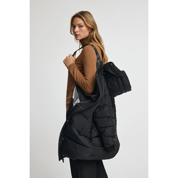 Giaccone Iris Coat nero con logo Polo Club