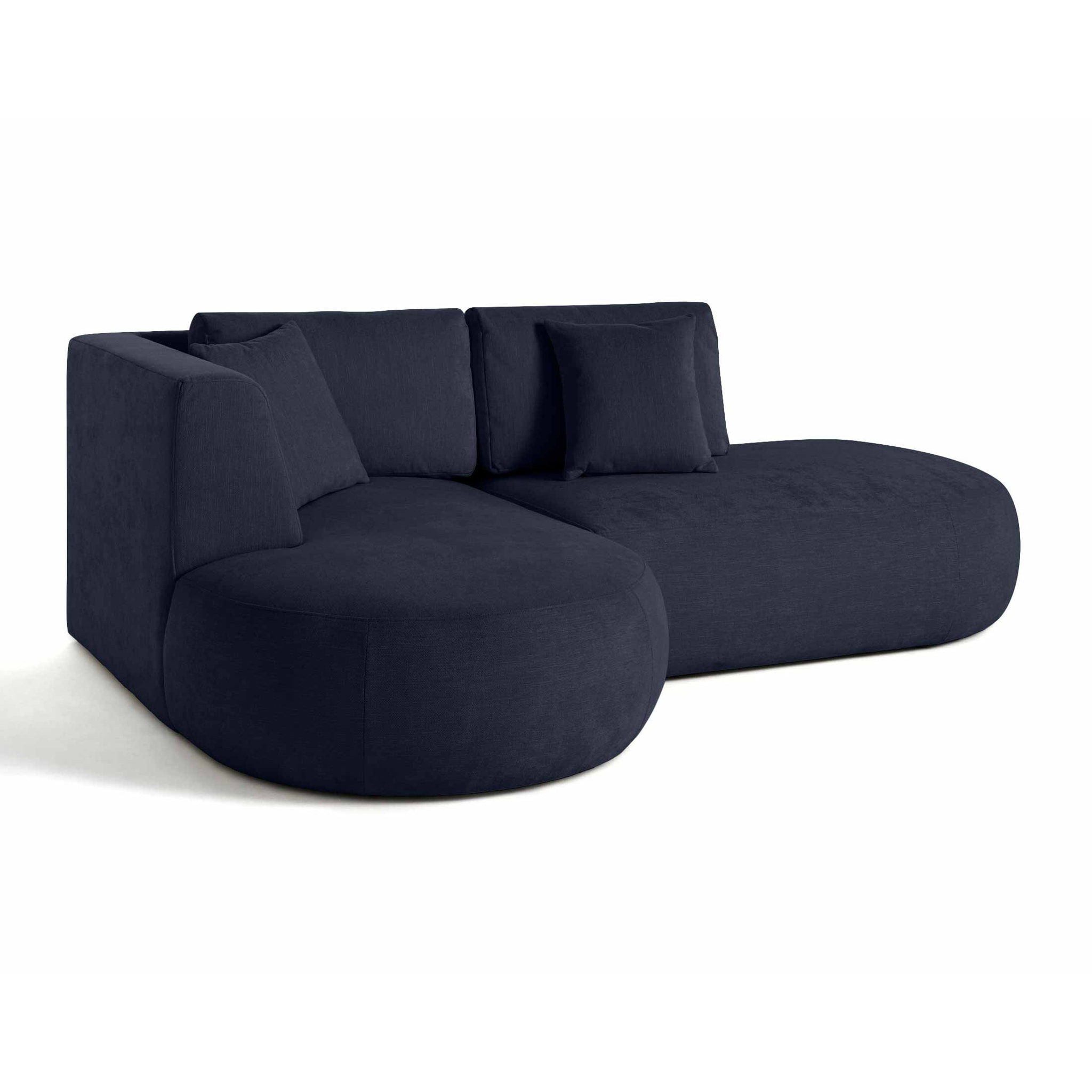 Santorini - canapé modulable d'angle gauche + pouf - 4 places - en tissu texturé - Bleu marine