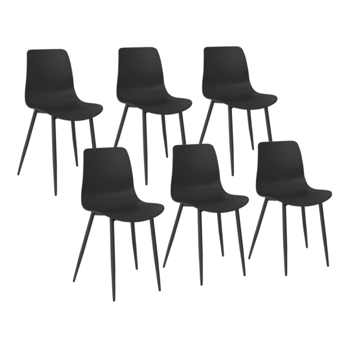 Chaises Nala noires et pieds métal - lot de 6