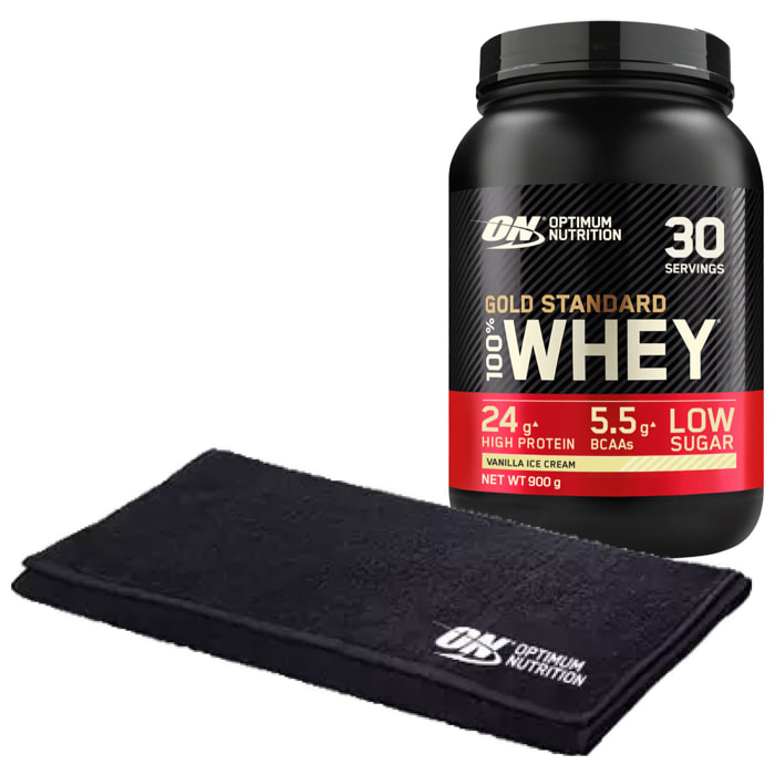 Proteine Isolate in Polvere Gelato alla Vaniglia 900g Gold Standard 100% Whey con Aminoacidi + Asciugamano