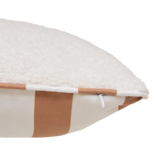 Coussin reversible bouclette/rayures Jaiko 40x40cm blanc et orange