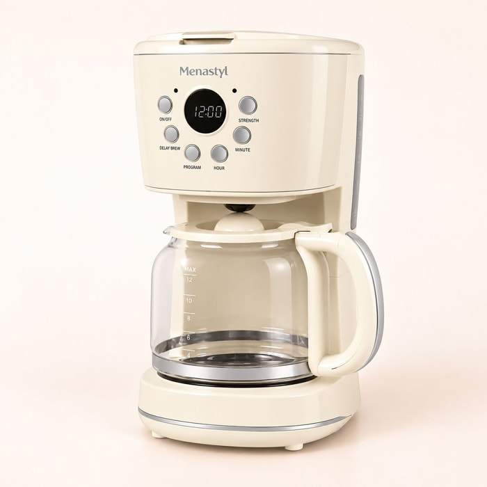Cafetière electrique 1,5L crème RETRO