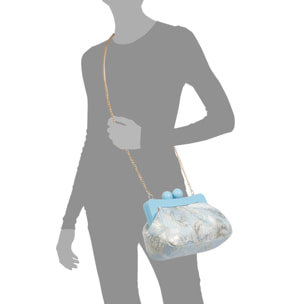Bormida Bolso bandolera Mujer. Fabricado en madera y tela con diseños florales.