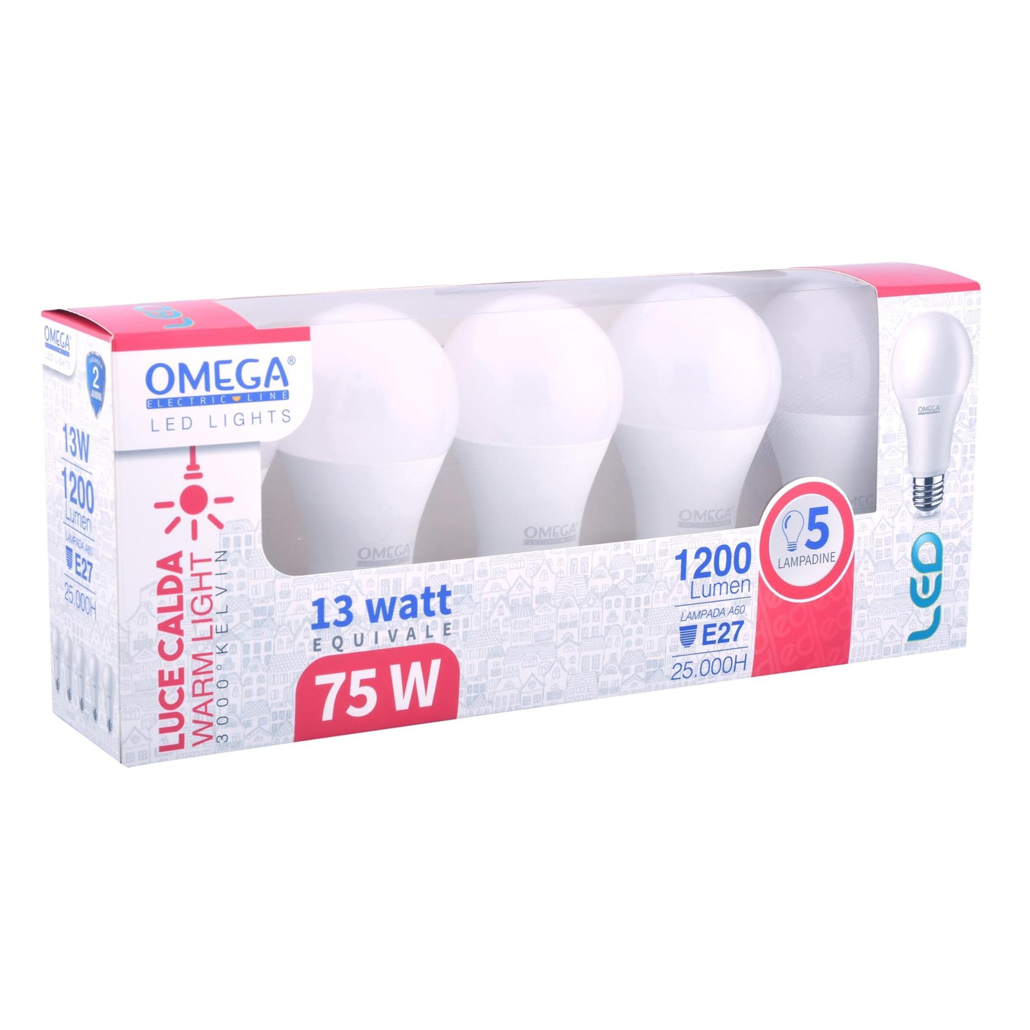 OMEGA Set 5 pz goccia LED A60-12W