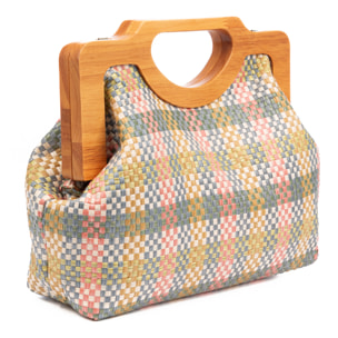 Bogna Bolso de mano Mujer. Fabricado en madera natural y rafia sintética entrelazada.