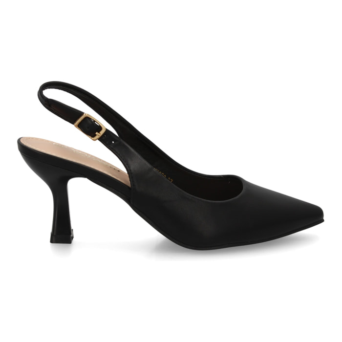Zapato salón destalonado para mujer con tacón y punta fina