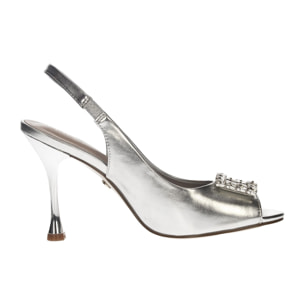 Décolleté sling back Donna Tata Italia Argentato