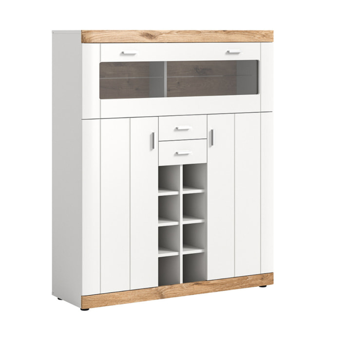 Coventry - buffet haut - blanc et bois - 142 cm - Bois / Blanc