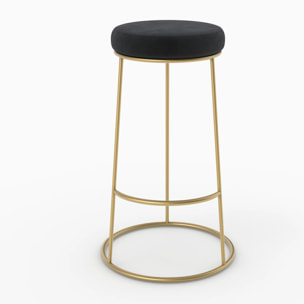 Lot de 2 tabourets de bar 73 cm en velours noir - Kendal