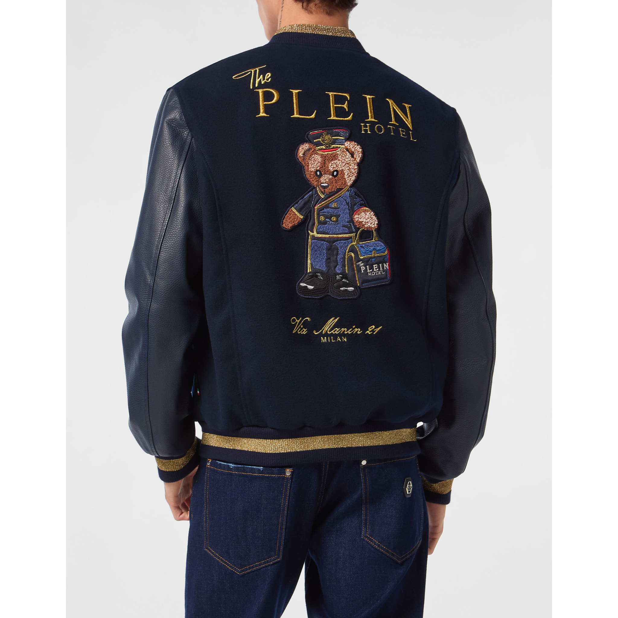 PHILIPP PLEIN Leather Bomber TEDDY
