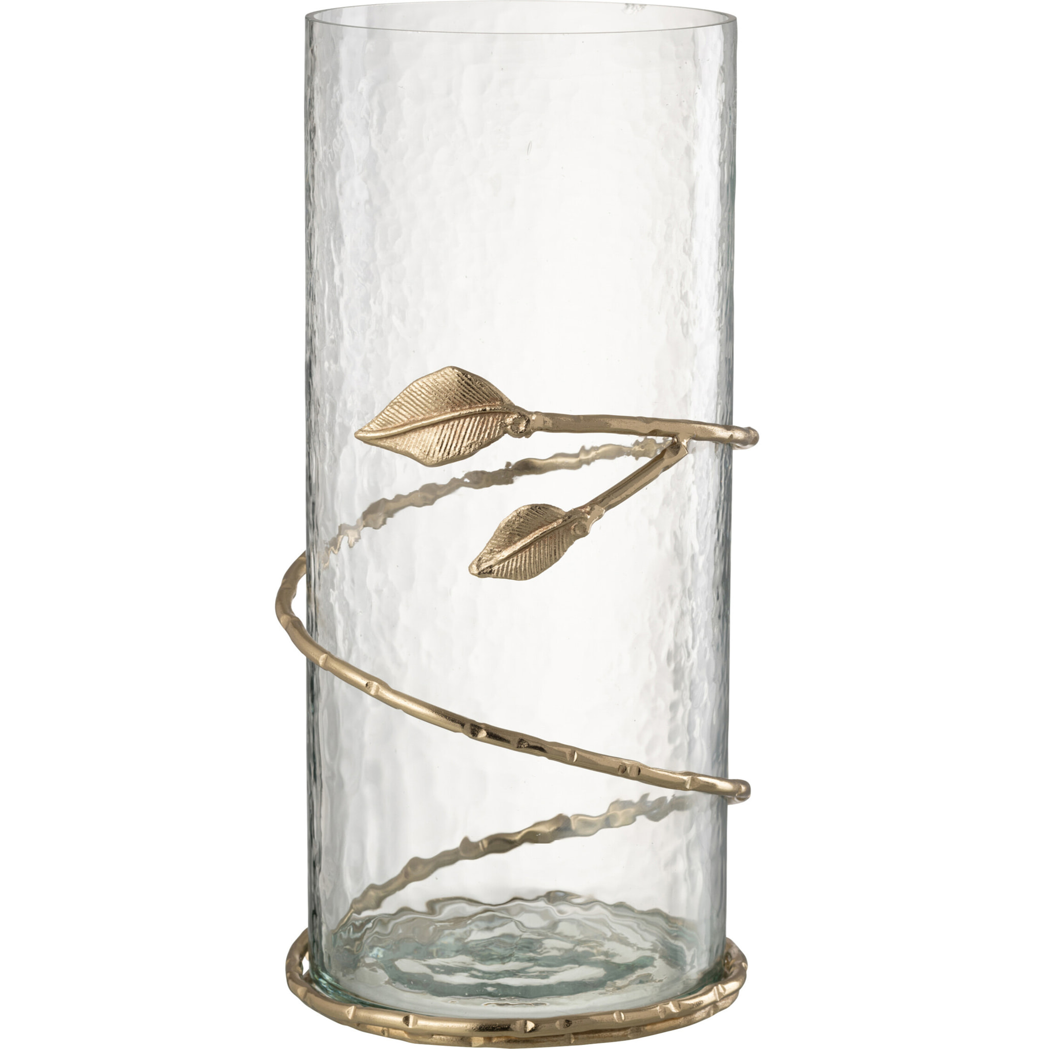 J-Line vase Feuille Large - verre/acier - transparent/or - 40 cm de hauteur