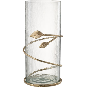 J-Line vase Feuille Large - verre/acier - transparent/or - 40 cm de hauteur