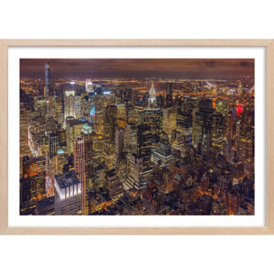 Affiche deco ""Night Life"" Affiche + cadre en bois - Chêne