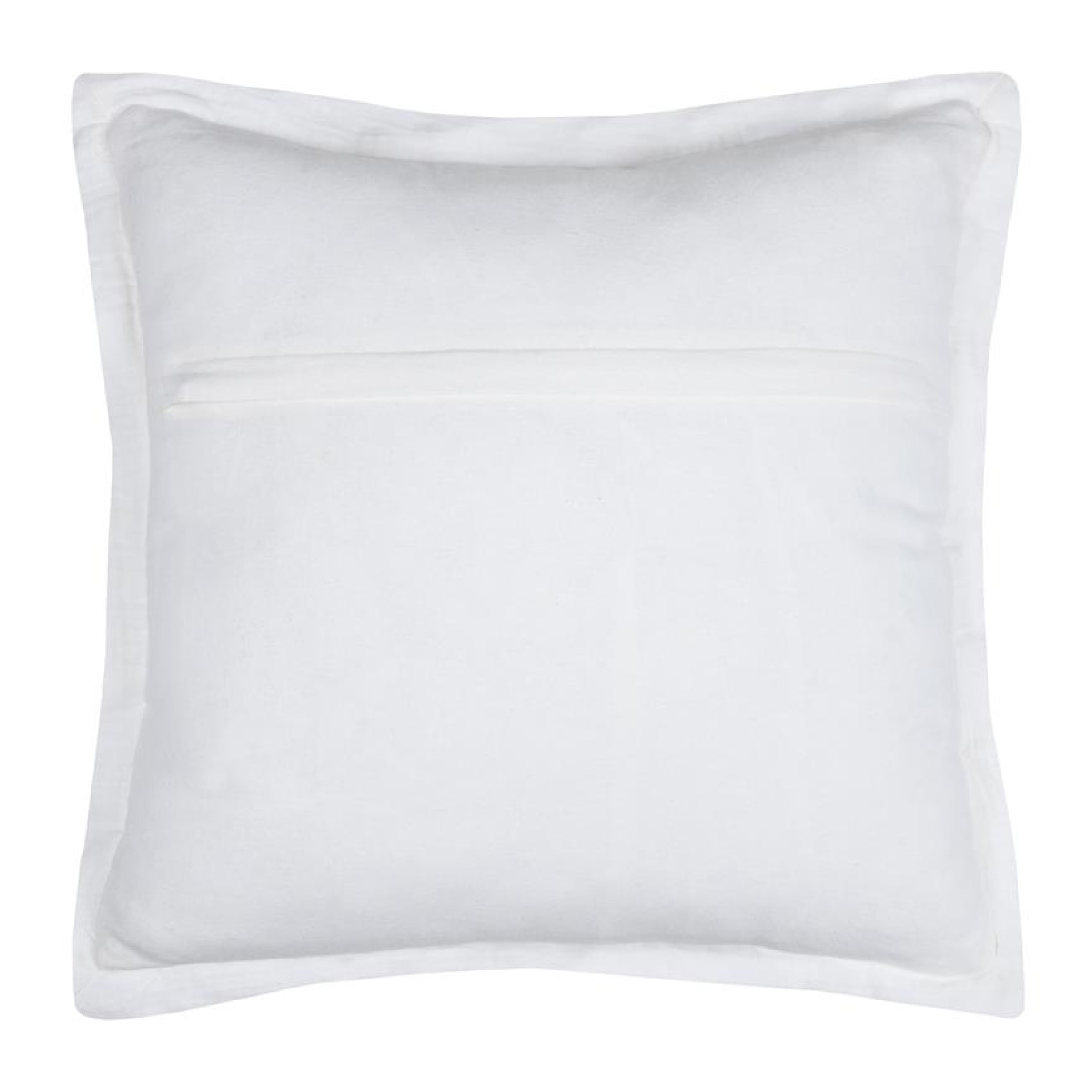 Coussin carré uni en gaze de coton surpiquée - Blanc