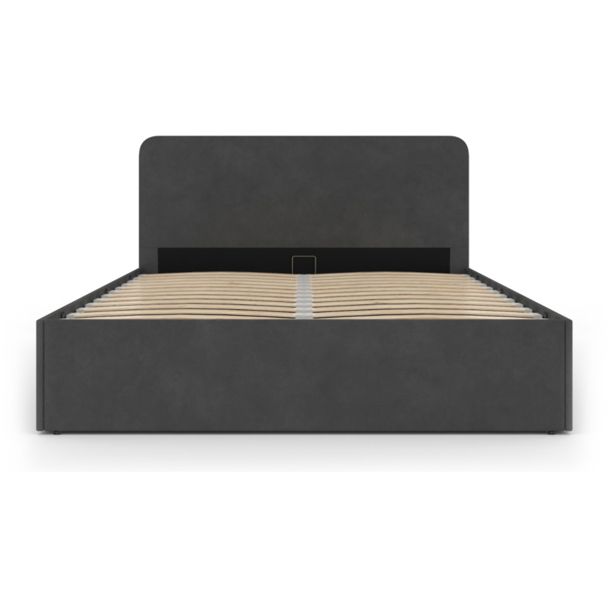 Lit coffre velours Louise avec sommier et tête de lit - Velours gris