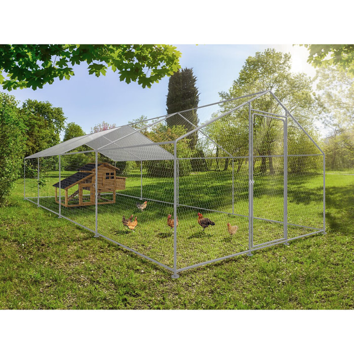 Enclos à poules 24 m² parc grillagé 8 x 3 x 2 M acier galvanisé