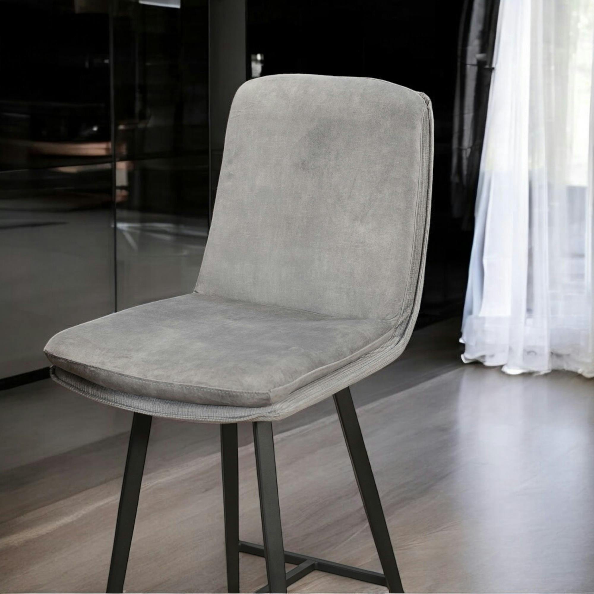 Chaise de bar en velours gris (lot de 2) OKA