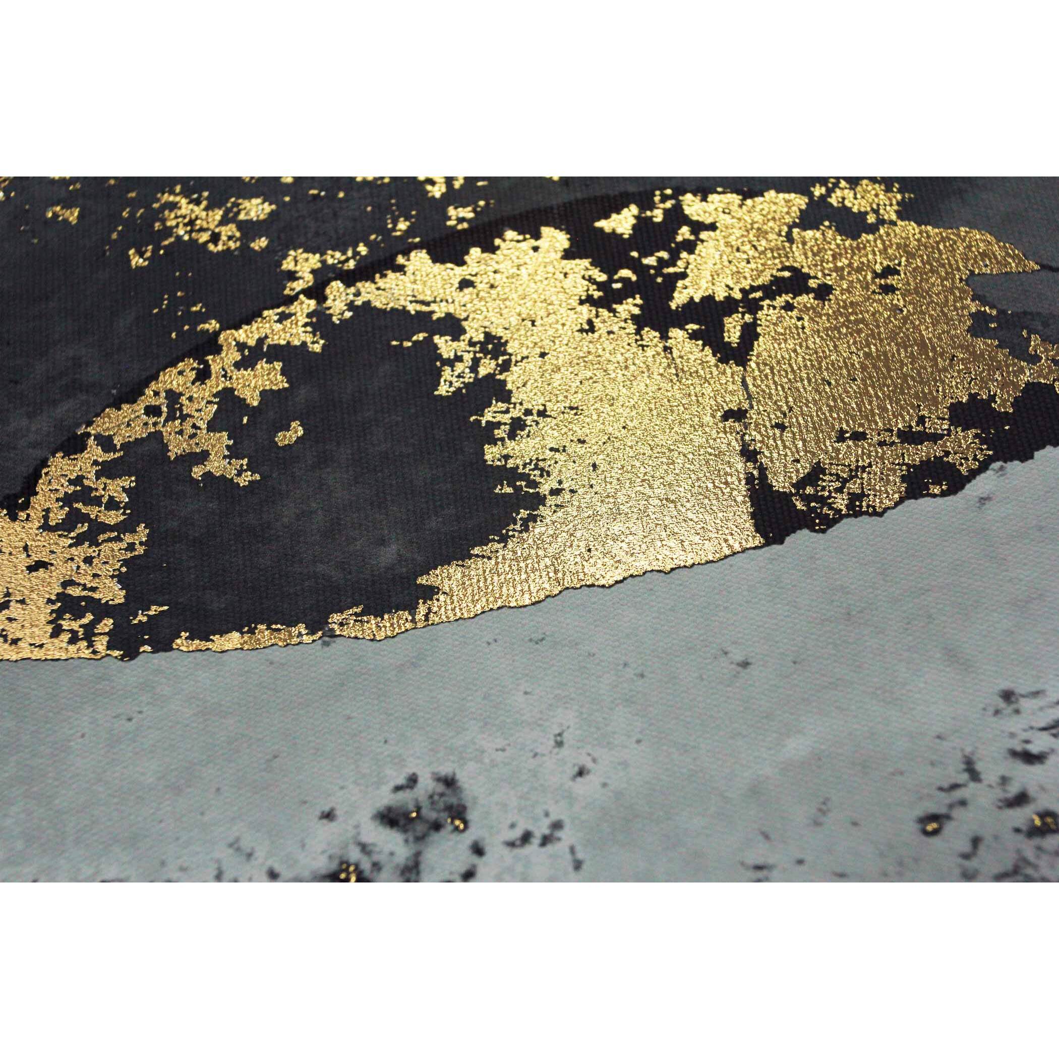 Cuadro Bérgamo poliéster círculos negro-blanco-dorado 92x62x4 cm