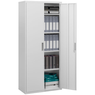 Mueble Archivador de 5 Niveles Archivador con Llave Estantes Ajustable Armario Archivador Metálico para Oficina Estudio Salón 80x40x180 cm Blanco